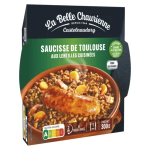 Plat cuisiné saucisse de Toulouse/lentilles - 300g