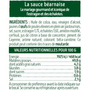 Sauce béarnaise à l'estragon et aux échalotes - 260g