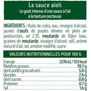 Sauce aïoli à l'ail BENEDICTA - 260g