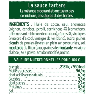 Sauce tartare aux cornichons et câpres - 260g