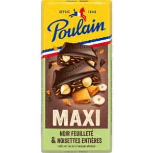 Tablette de chocolat noir maxi feuilleté et noisettes - 190G