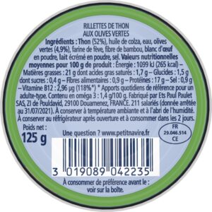 Rillette de thon olives - 125g