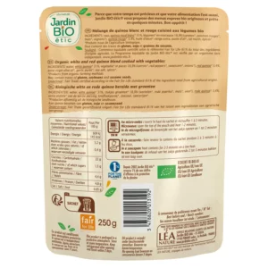 Plat cuisiné duo de quinoa légumes Bio JARDIN BIO ETIC - 250g