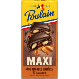 Tablette de chocolat noir maxi caramel et amandes - 190G