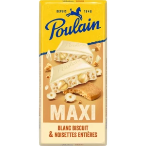 Tablette de chocolat blanc maxi noisettes - 190G