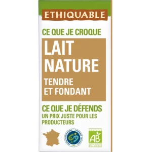 Tablette De Chocolat Au Lait Nature Pérou Bio ETHIQUABLE - 100g