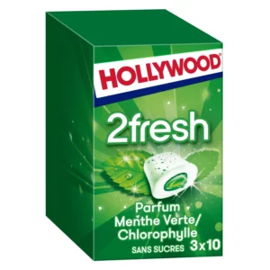 Hollywood Chewing Gum 2 Fresh Menthe Verte 10 dragées x3 - 66 g