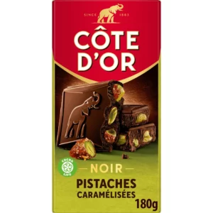 Tablette de chocolat noir aux pistaches caramélisées - 180 g