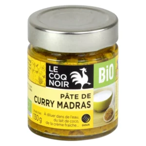 Fonds de sauce bio pâte de curry Madras LE COQ NOIR - 130g