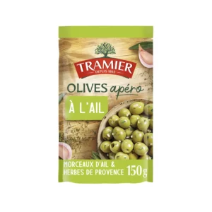 Olives vertes apéro à l'ail TRAMIER le sachet de 150g net égoutté