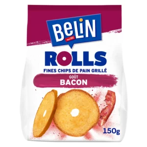 Biscuits apéritifs fines chips de pain grillé goût bacon Rolls BELIN - 150g