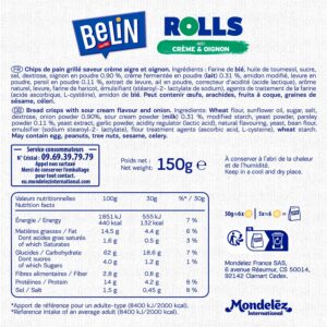 Biscuits apéritifs fines chips de pain grillé goût crème et oignon Rolls BELIN - 150g