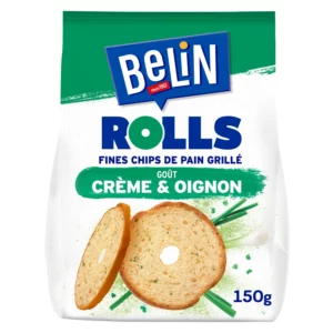 Biscuits apéritifs fines chips de pain grillé goût crème et oignon Rolls BELIN - 150g