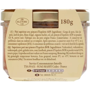 Pâté au piment d'Espelette REFLETS DE FRANCE - 180g