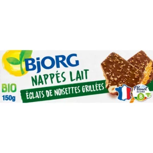 Biscuits bio Nappé Chocolat au lait noisettes BJORG Le paquet de 150g