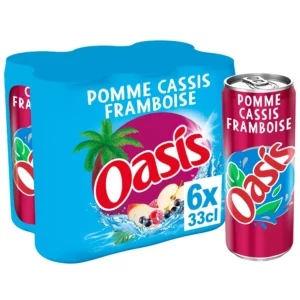 Boisson aux fruits Pomme Cassis Framboise OASIS - 6 canettes de 33cl