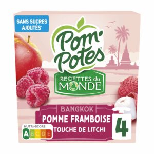 Compotes Recette Bangkok pomme framboise litchi - 4 x 90g