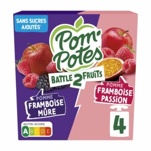Compotes pomme framboise mûre, passion - 4 x 90g