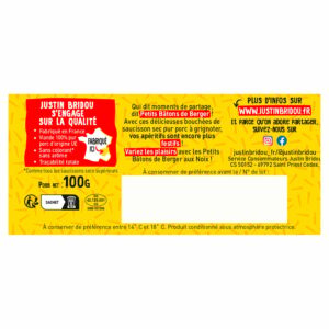 Saucisson Petits Bâtons de Berger JUSTIN BRIDOU - 100g