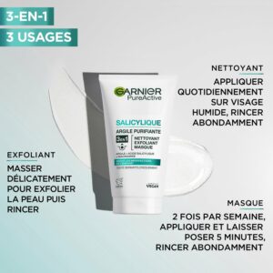 Crème 3en1 Nettoyant Anti-points Noirs Argile et Niacinamide Peaux à Imperfections GARNIER - 150ml