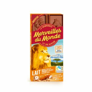 Chocolat lait pointe de sel noisettes amandes pilées Merveilles du Monde - 100g