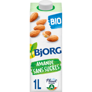 Boisson végétale lait d'Amande bio Sans sucres BJORG - brique 1l