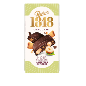POULAIN 1848 craquant noir feuilleté noisettes entières -190g